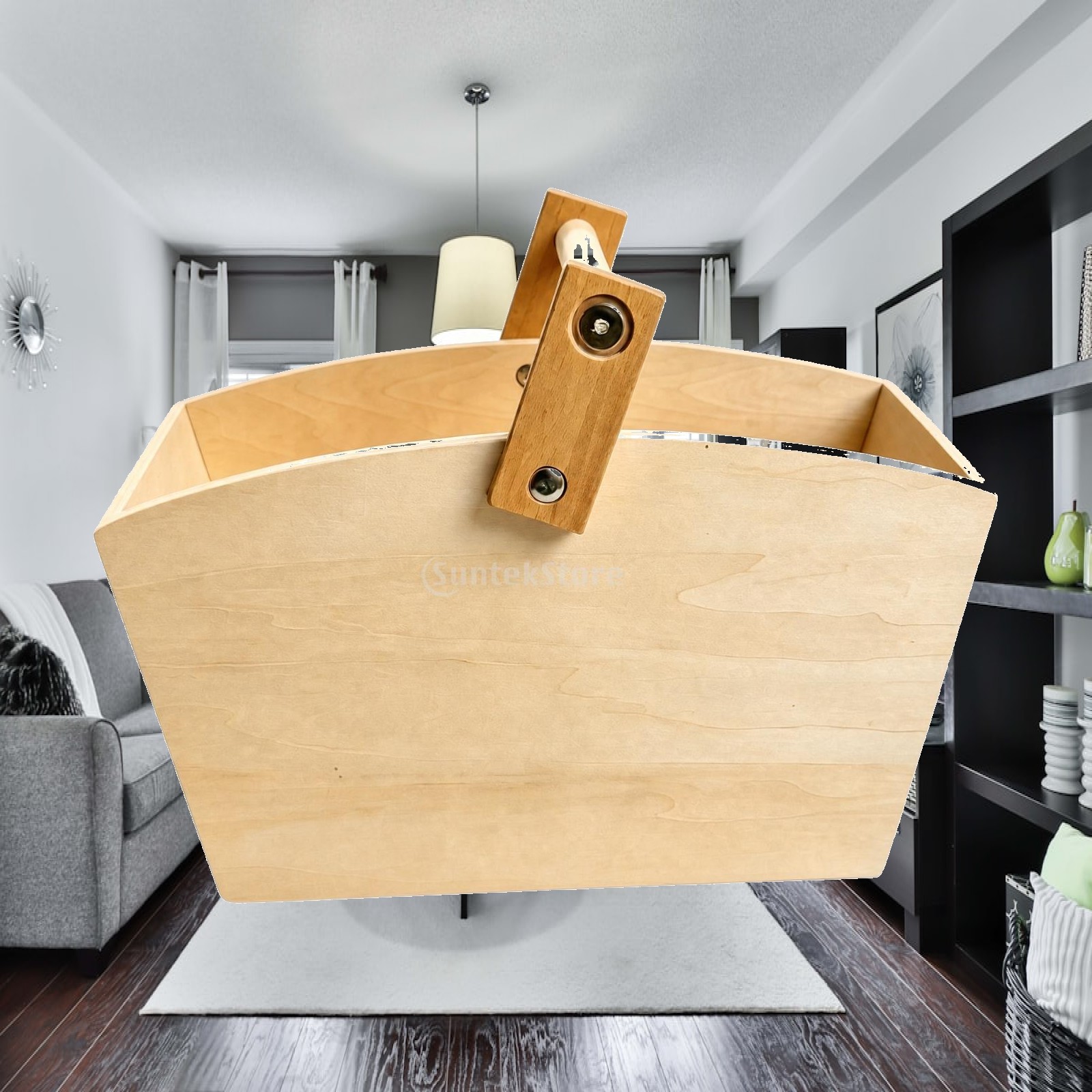 Kids Toys Stores - Wooden Children Play Basket with Hinged