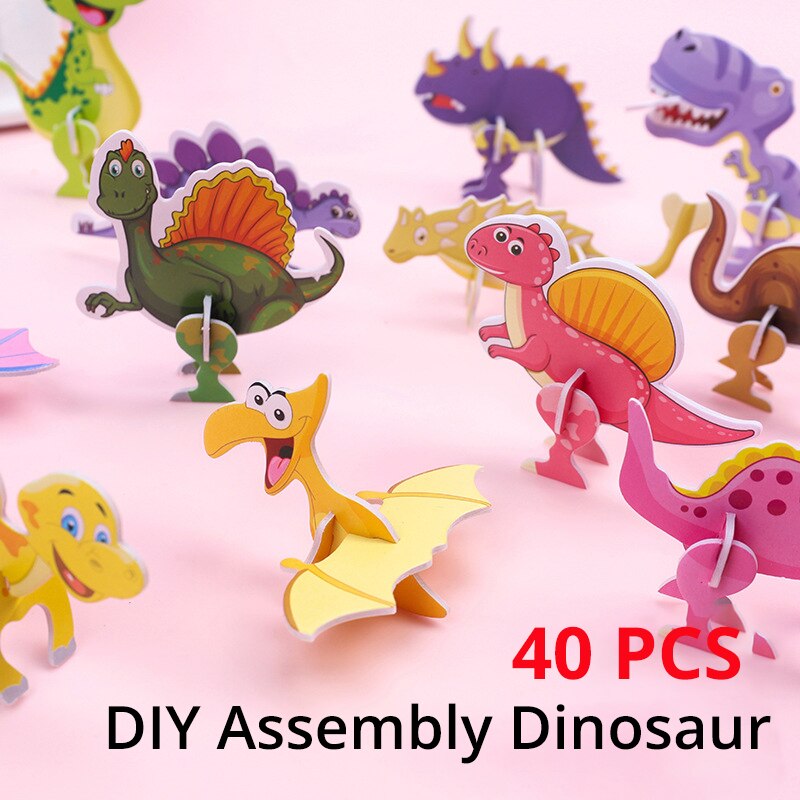 40Pcs Paper Dinosaur 3D Puzzle - огляд і ціна Kids Toys Dinosaur