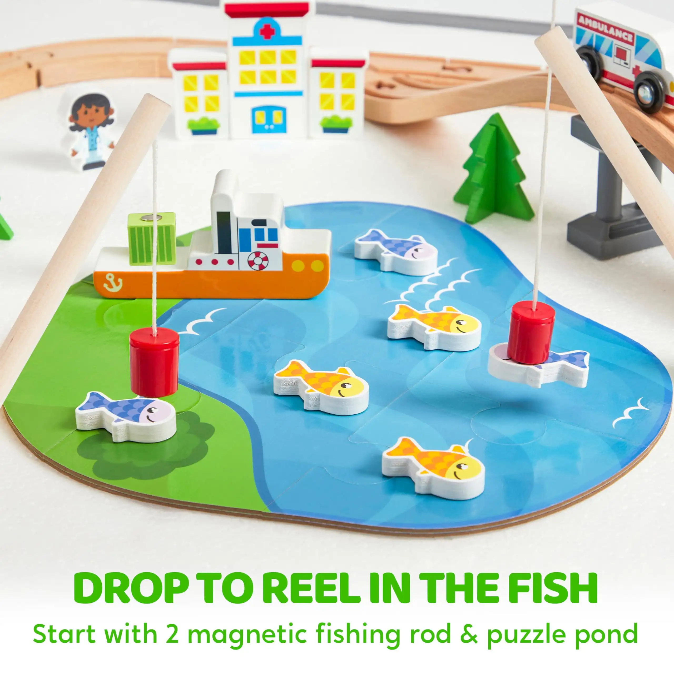 Joyfy 110/60 Pcs Wooden Train  - огляд і ціна Kids Toys Set